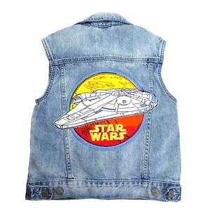 Gap x Star Wars Boys Size S Millennium Falcon Embroidered Patch Denim Jean Vest - Picture 1 of 11