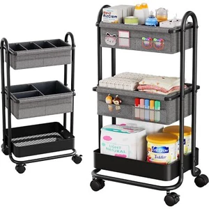 Baby Diaper Caddy Organizer Cart and Storage - 3 Tier Rolling with Wheels - Picture 1 of 8
