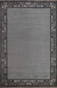 Gray Soft Plush Bordered Nepalese Oriental 6x9 Area Rug Hand-knotted Wool Carpet - Picture 1 of 12