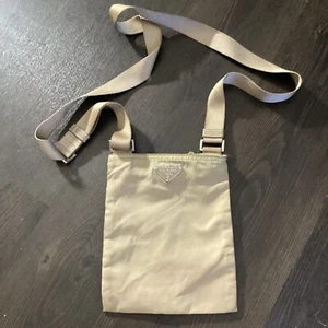 PRADA Nylon Shoulder Bag Auth Beige Medium Women Used - Picture 1 of 7