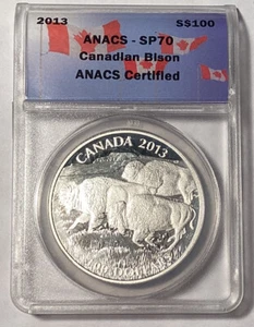 2013 Silver $100, Canadian Bison, ANACS-SP70 - Picture 1 of 2