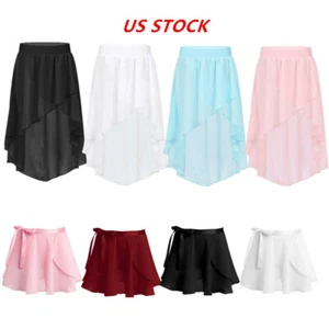 Girls Elastic Waist Chiffon Skirts Ballrina Ballet Modern Lyrical Dancewear - Picture 1 of 34