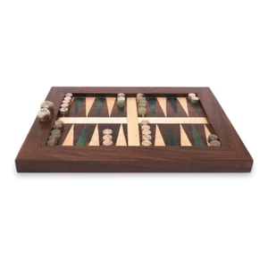 Gioco da Tavolo Scolpito in Legno Backgammon Wood Sculpted Boad Game Art L. 30cm - Picture 1 of 5