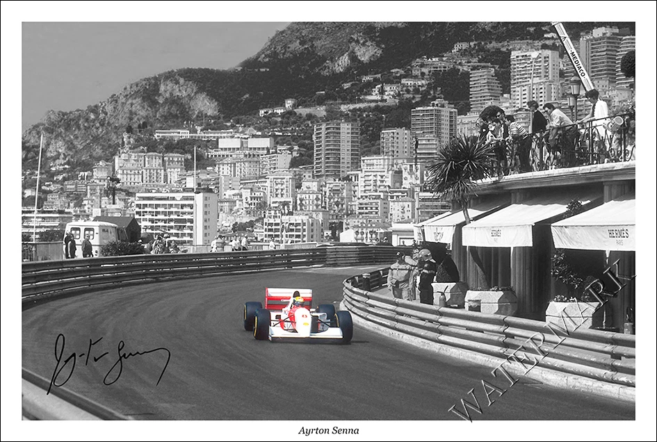 AYRTON SENNA SIGNED PHOTO PRINT POSTER NEW F1 FORMULA ONE MONACO MONTE CARLO - Image 1 of 1