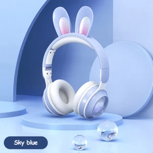 Rabbit Ear Headphones Wireless Luminous Extendable Wheat Headphones - Picture 1 of 11