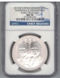 2013 W $1 5 SAR GENERALS ER COMMEMORATIVE MS70 GRADED BY NGC - Picture 1 of 2