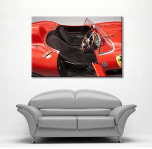 CLASSIC RED BLACK F1 FERRARI RACE CAR LARGE BOX FRAMED CANVAS WALL ART NEW PRINT - Picture 1 of 2
