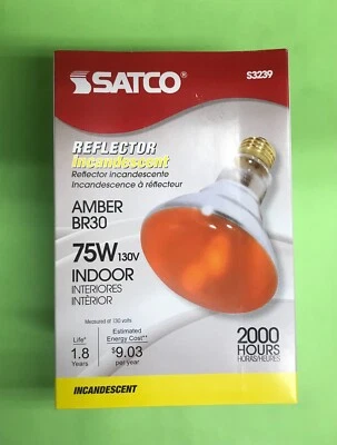 75 AMBER R30 BR30 FLOOD NIGHT LIGHT BULB 75BR30/A DIMMABLE - Image 1 of 2