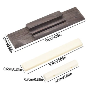 3pcs Ukulele Rosewood Bridge & Nut and Saddle Slotted for Guitar Ukulele Parts - Picture 1 of 19