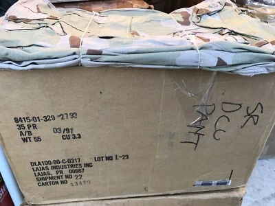 GENUINE US GI MILITARY DESERT STORM 3 COLOR  RIP STOP BDU CARGO PANTS SM REG - Image 1 of 4