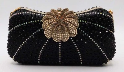 *Nuevo* Bolso de Mano Vintage Estrás Floral Noche Boda Fiesta Bolso sin asas Cartera/W4 Foto 1 de 4