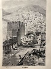 1862 View of Derbend Caucasus Original Illustration Engraving Design Vintage
