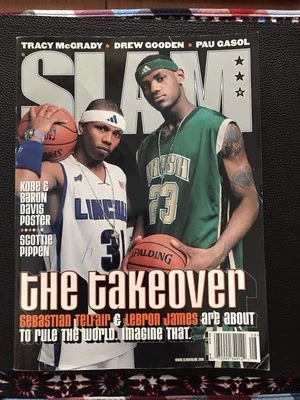 SLAM Magazine No. 62, Aug 2002 - LeBron James & Sebastian Telfair w/ Kobe Poster - Image 1 of 4
