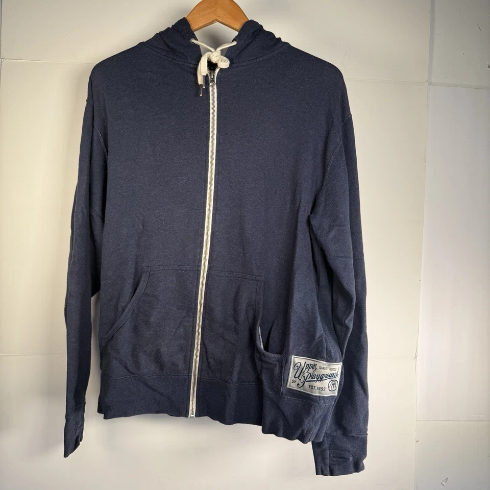 Толстовка с капюшоном на молнии Upper Playground L классическая синяя уличная одежда на молнии отличной формы - Изображение 1 из 4
