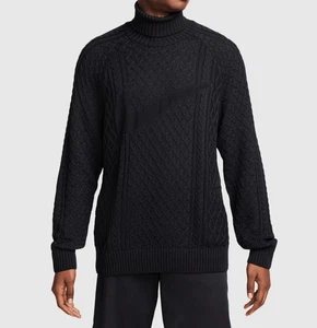 Suéter Nike Life Cable Tejido Cuello Alto Mezcla Lana Hombres Negro FB7770 010 (Mediano) - Imagen 1 de 4