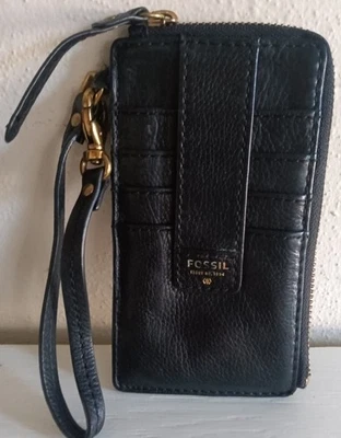 复古黑色皮革化石发行编号 1954 年卡片钱包腕带  — 第 1/4 张图片