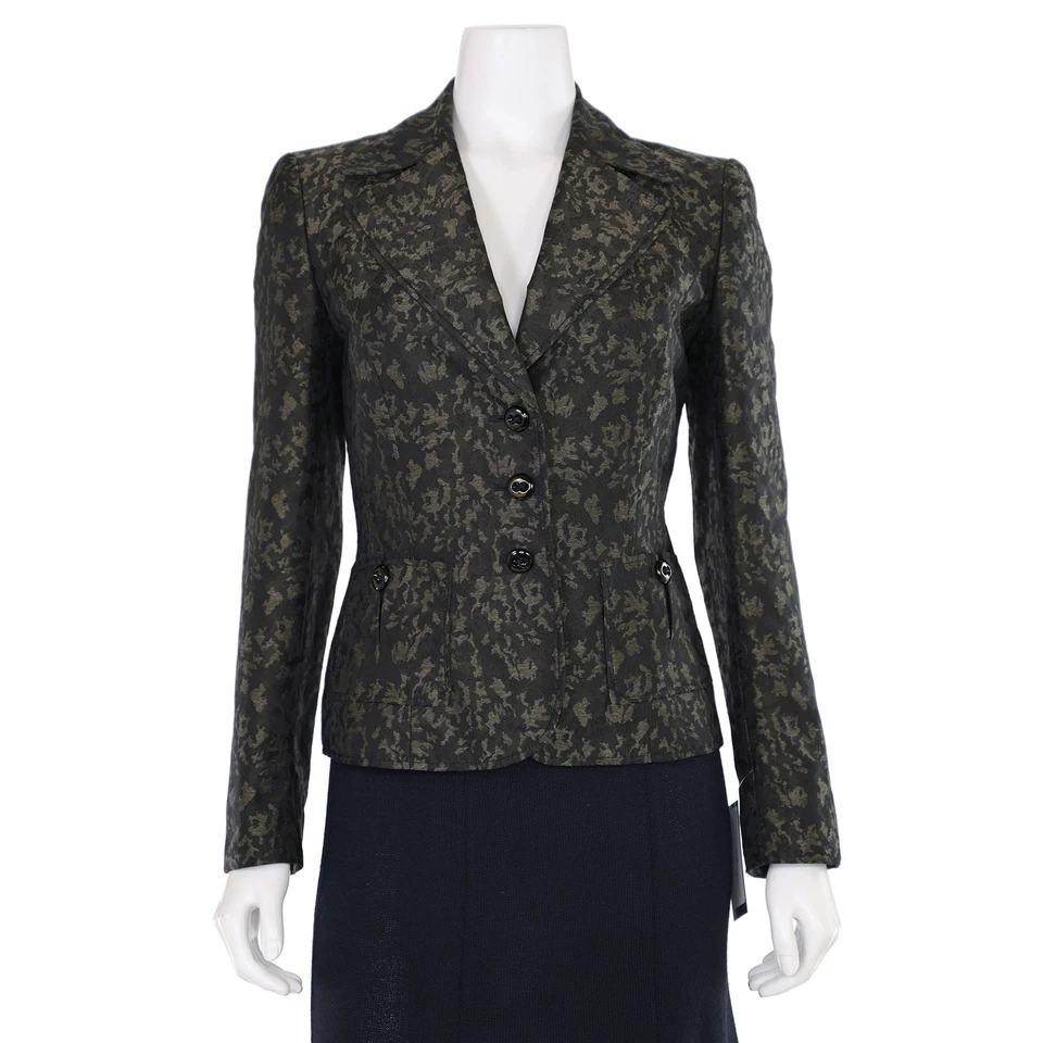 *¡DIGNO DE TRABAJO!* Blazer Chaqueta Escada Jacquard Estampado Talla 36/6 US Bronce Multi Foto 1 de 4