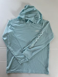 AFTCO Aqua Blue Youth Samurai Hood Performance LS Shirt - Picture 1 of 6