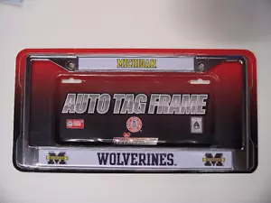 MICHIGAN WOLVERINGS Kennzeichenrahmen Chrom Metall Collage - Bild 1 von 1