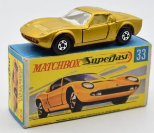 Matchbox Superfast #33 Lamborghini Miura gold. red base. England Base. Box - Picture 1 of 9