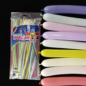 50Pcs Macaron Col Magic Long Animal Tying Balloons Twist Latex Balloon Free Pump - Picture 1 of 9