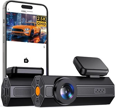 VEEMENT 2025 Dash Cam Front 2.5K: Mini Dash Cam for Cars with APP 24 Hr Parking Monitor