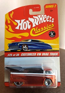 2006 Hot Wheels CUSTOMIZED VW DRAG TRUCK Orange & White Classics Series 2 #25/30 - Picture 1 of 16