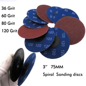 3" 70mm Sanding Disc Roll Lock Pad 36 -120Grit Abrasive Sandpaper Metalworking - Picture 1 of 6