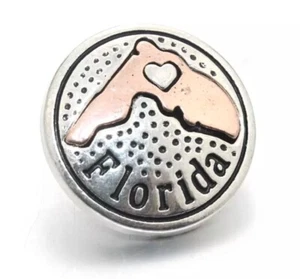 Dije a presión con forma de estado de plata y cobre de Florida - se adapta a Magnolia, Jengibre - Imagen 1 de 5