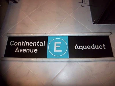 NY NYC SUBWAY ROLL SIGN E TRAIN CONTINENTAL AVENUE AQUEDUCT RACETRACK GAMBLING - Image 1 of 4