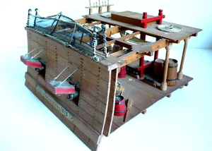 BATTERIE DE VAISSEAU 1815 RARE MODÈLE BOIS ET BRONZE 25x26 cm - Imagen 1 de 20