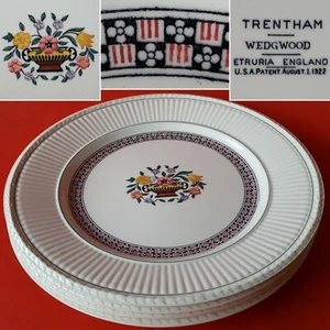 4 Antique Wedgwood England 'Trentham' Red A6770 9" Luncheon Plates. Flower Urn - Bild 1 von 12