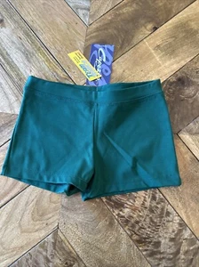 New! Capezio #TB113C Dark Green Dance Shorts Child Large - Picture 1 of 2