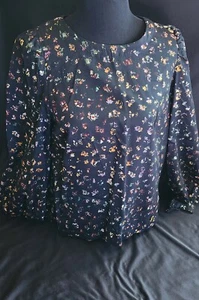 Gap Womens Size Small Floral Blouse Long Sleeve Shirt Top 100% Cotton - Picture 1 of 6