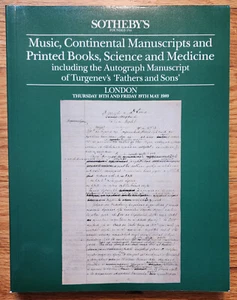 Sotheby's Music Continental Manuscripts Books Auction Catalog 1989 London - Picture 1 of 2