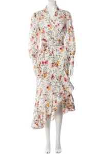 Zimmermann Ruffled Floral Linen Dress with Floral Buttons Size 0 - Picture 1 of 5
