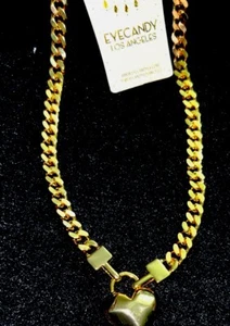 Gold Heart Pendant Necklace By Eye candy NWT - Picture 1 of 7