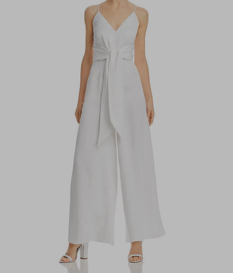 $435 Keepsake женщин белый v-образным вырезом без рукавов широкие ноги комбинезон размер 6 - Изображение 1 из 2