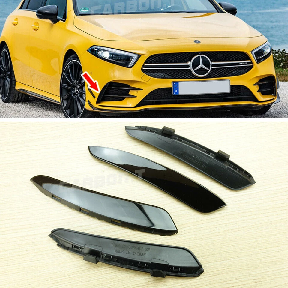 Glossy Black For Mercedes BENZ A Class W177 Front Bumper Flaps Splitter 2PCS Foto 1 de 4