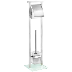 Toilettenpapierhalter und WC-Bürste mit Glasbehälter, Badständer - WENKO - Bild 1 von 5