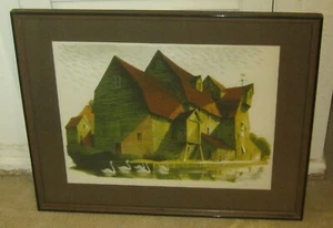 Mid Century Architectural European Barn Limited Edition Print SIGNED Lanvin?!!! - Picture 1 of 6