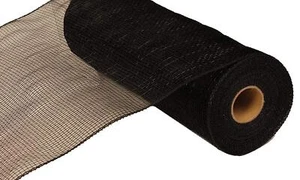 10 Inch x 30 Feet Deco Poly Mesh Ribbon - Black Non Metallic  RE130202 - Picture 1 of 2