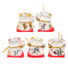 5pc Japanese Ceramics Maneki Cat Figurines Fortune Cat Statue