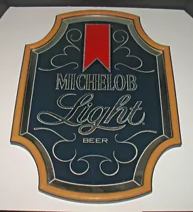 Vintage Michelob Light Beer Mirror Picture Bar Sign Plastic Frame 25 1/2" x 18" - Picture 1 of 5