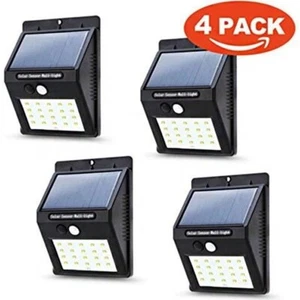 Solar Außenleuchte 4er Pack 20 LED Beleuchtung Wasserdicht Bewegungsmelder - Bild 1 von 4