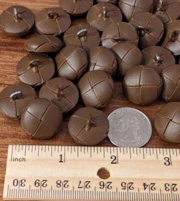 Real Leather Brown Large Molded Woven Buttons size 13/16 inch = 20 mm - Image 1 of 4