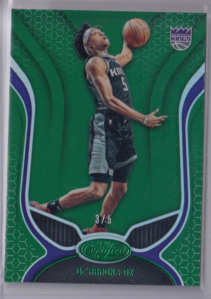 De'Aaron Fox 2019-20 Panini Certified Green Parallel SSP /5 #77 - SAC Kings RARE - Image 1 of 2