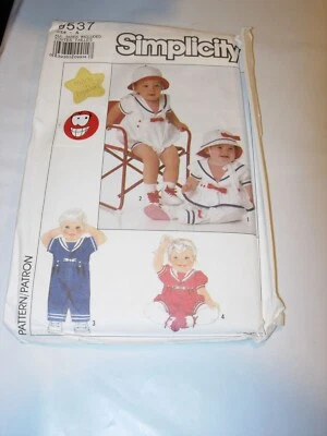 INFANT BABY UNCUT SIMPLICITY 9537 Sewing Pattern SAILOR JUMPER HAT SIZE 6M-18M - Image 1 of 3