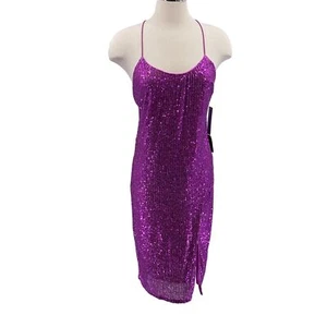 Lulu's Superstar Sequin sexy cocktail party dress size Medium NEW magenta - Picture 1 of 8