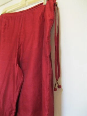 INDIA , WIDE LEGGED, LINED, DEEP RED SLACKS W/ ZIPPER, SZ. 8., COTTON/SILK - Image 1 of 4